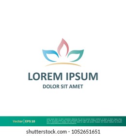 Colorful Lotus Nature Icon Vector Logo Template