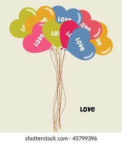 colorful love balloon card