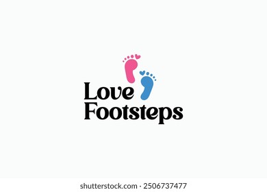 colorful of love footstep, footprint, foot, feet iconic logo design vector illustration with modern, elegant and playful styles isolated on white background. silhouette footstep logo design template