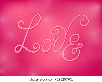 Colorful "Love" hand drawn flourish inscription card