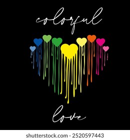 amor colorido, coração composto de colorido gotejamento corações de pintura, formando um coração maior Vetor para serigrafia, dtg, dtf, t-shirts, sinais, banners, Subimation Jobs ou para qualquer aplicação