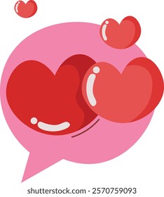 Colorful Love Hearts in Speech Bubble Illustration