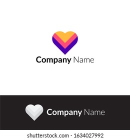 Colorful love logo design template. Make use different color. Good for company, technology, art industry