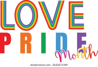 Colorful love pride month lgbtq+ design for celebration and inclusive community