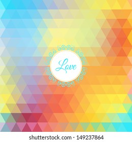 Colorful love rainbow background with triangles for your web design