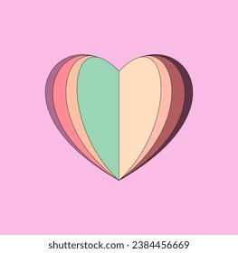Colorful love shape on pink background. Romantic heart shape vector illustration