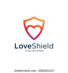 Plantilla de diseño del logotipo del Escudo de amor colorido