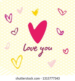 Colorful Love Sign Symbol Backdrop with Love you letter. 