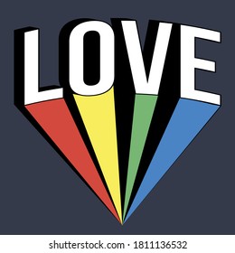 Colorful Love Slogan Artwork For Apparel and Other Uses