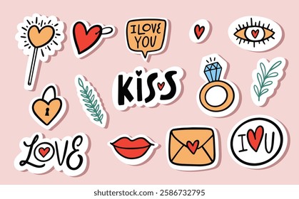 Colorful love stickers are absolutely perfect for celebrating Valentines Day or simply expressing affection