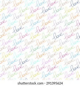 Colorful Love Text Doodle Background