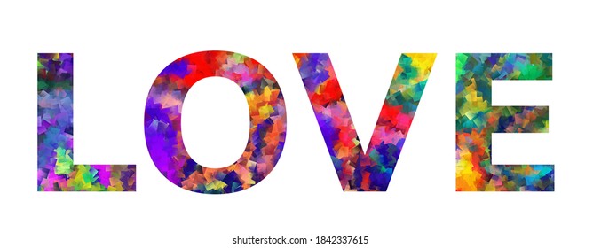 Coloridas ideas de diseño de vectores de texto de amor