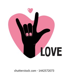 Colorful I Love You sign hand gesture. Vector illustration.