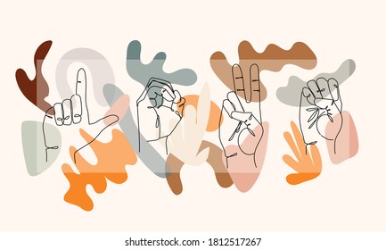 Colorful I Love You sign hand gesture. Abstract valentine's day facebook cover design illustration