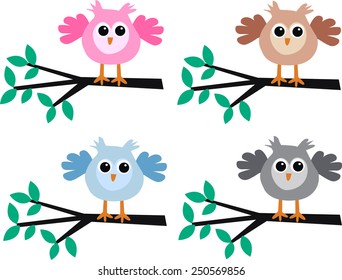 colorful lovely owls