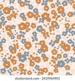 Colorful lovely seamless floral pattern with small flowers. Folk style millefleurs. Plant background for textile, wallpaper, covers, surface, print, wrap, scrapbooking, decoupage.