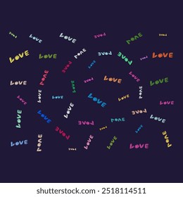 Colorful lover seamless pattern with black background. Vector design eps file.