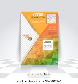 Colorful Low Poly Background, A4 Flyer, Brochure Design. Cover, Corporate Leaflet Template