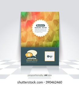 Colorful Low Poly Background, A4 Flyer, Brochure Design. Cover, Corporate Leaflet Template