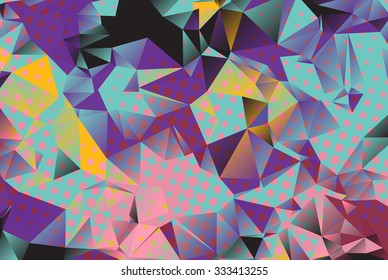 Colorful low poly background with many dots vector.