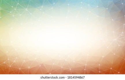 Farbiger Low-Poly-Hintergrund. Polygonales Design-Muster. Helles mosaikisches modernes geometrisches Design, kreative Design-Vorlagen. Verbundene Linien mit Punkten.