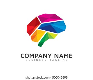 Colorful Low Poly Brain Logo Template