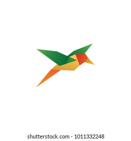 Colorful low poly flying bird vector