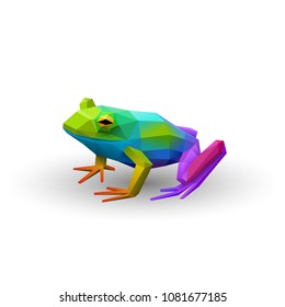 Colorful low poly frog, logo element, eps10 vector