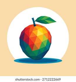 "Colorido bajo poli geométrico mango fruta ilustración con vibrantes Formas de polígono y estilo abstracto moderno. Perfecto para proyectos de branding, carteles, packaging y arte digital".