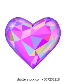 Colorful Low Poly Heart isolated on white background Vector illustration