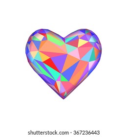 Colorful Low Poly Heart isolated on white background Vector illustration