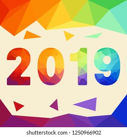 colorful low poly new year 2019