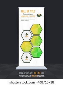 Colorful Low Poly Style Roll-Up Banner, Advertising. Vector Colorful Background Design