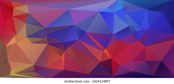 Colorful low poly surface. Abstract polygonal mosaic background consisting of triangles of different sizes and colors. Modern geometrical backdrop. The image format is suitable for printing on a mug.