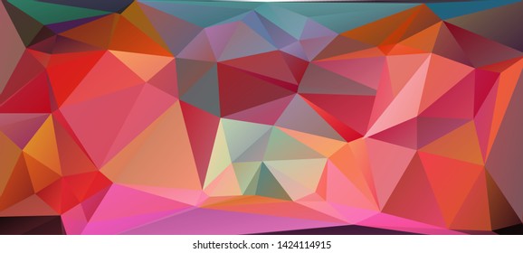 Colorful low poly surface. Abstract polygonal mosaic background consisting of triangles of different sizes and colors. Modern geometrical backdrop. The image format is suitable for printing on a mug.