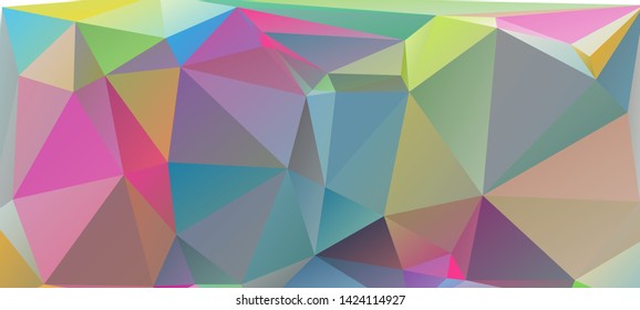 Colorful low poly surface. Abstract polygonal mosaic background consisting of triangles of different sizes and colors. Modern geometrical backdrop. The image format is suitable for printing on a mug.