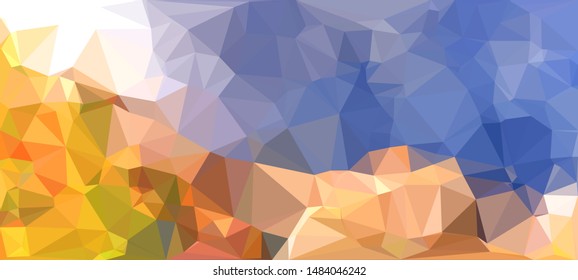 Colorful low poly surface. Abstract polygonal mosaic background consisting of triangles of different sizes and colors. Modern geometrical backdrop. The image format is suitable for printing on a mug.