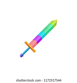 Colorful low poly SWORD logo element