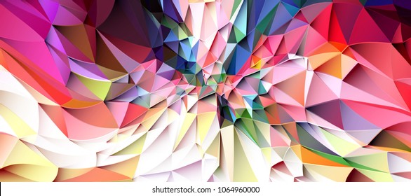 Colorful low poly triangular shapes geometric background with vibrant color tone.