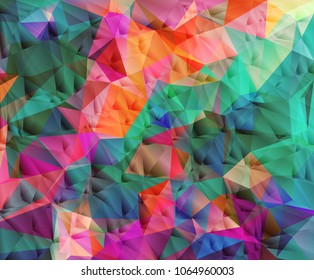 Colorful low poly triangular shapes geometric background with vibrant color tone.