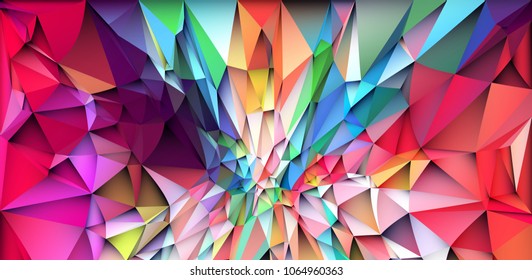 Colorful low poly triangular shapes geometric background with vibrant color tone.