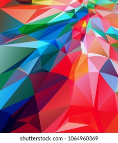 Colorful low poly triangular shapes geometric background with vibrant color tone.