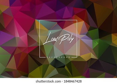 Colorful Low Poly triangular trendy hipster background for your retro flyer, stylish brochure, poster background and vintage applications.