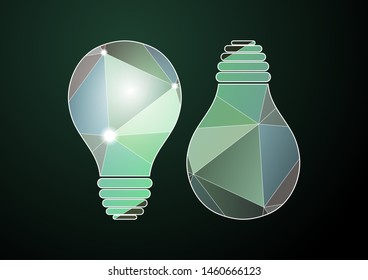 Colorful low polygonal light bulb. The concept of a new idea, a symbol of creativity. Suitable for infographics, business presentations, analytical reports, brochures. Vector illustration 