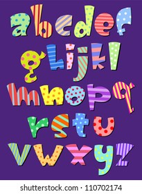 Colorful lower case pattern alphabet