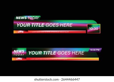 Colorido inferior terceiro banner tv quebrando notícias modelo isolado