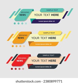 colorful lower thirds set template vector. modern, simple, clean style. Flat design with paper layer effect Vector eps file