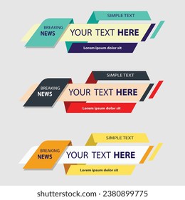 colorful lower thirds set template vector. modern, simple, clean style. Flat design with paper layer effect Vector eps file