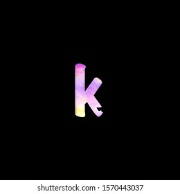 Colorful Lowercase Letter k logo icon. Design concept abstract watercolor splash  with  letter logo icon for initial, business identity, banner text and more brand design.