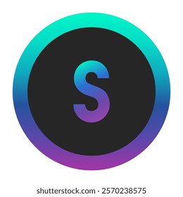 Colorful lowercase letter s in a gradient circular frame, featuring vibrant shades of blue and purple. Perfect for dynamic branding, app icons, or versatile graphic design projects.